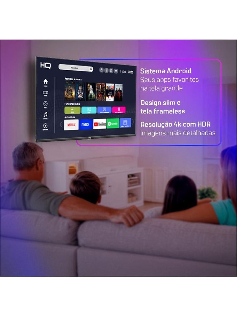 Smart TV HQ 65 4K Tela Sem Bordas Design Slim HQS65NKHM Bivolt