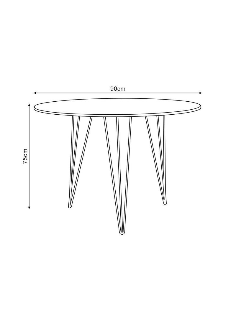 Mesa De Jantar Redonda 90Cm Amêndoa Clips 3 Pés Com 4 Cadeiras Eames Eiffel Pretas Ferro Preto