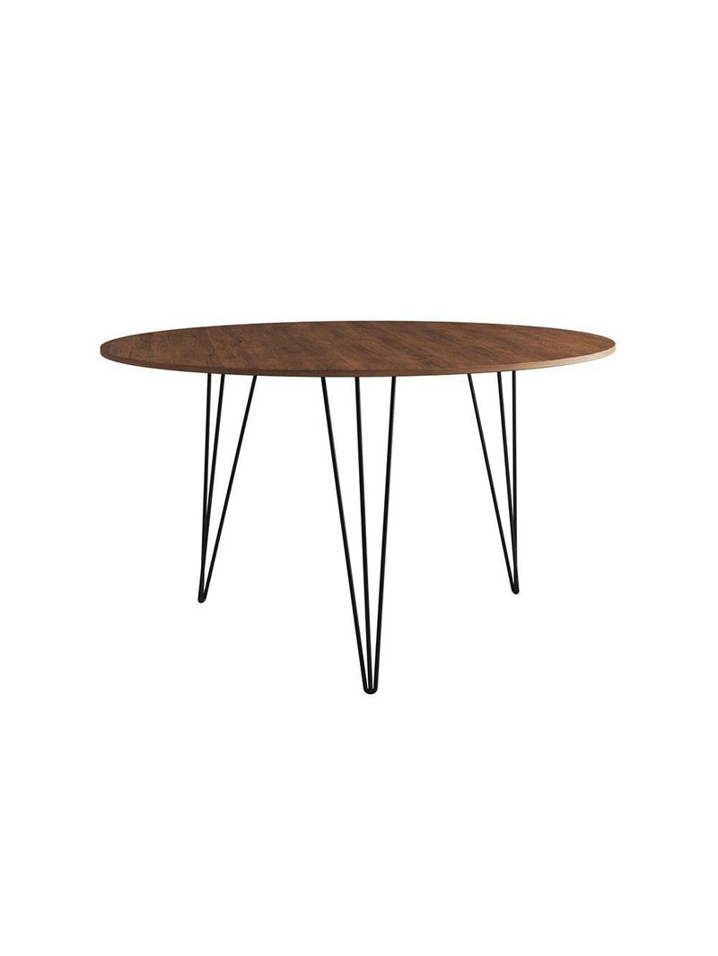 Mesa De Jantar Redonda 90Cm Amêndoa Clips 3 Pés Com 4 Cadeiras Eames Eiffel Pretas Ferro Preto