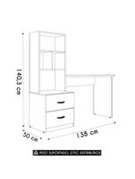 Mesa Escrivaninha com Estante Livreiro 138cm Jay Preto Z49 - Mpozenato