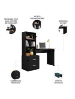 Mesa Escrivaninha com Estante Livreiro 138cm Jay Preto Z49 - Mpozenato