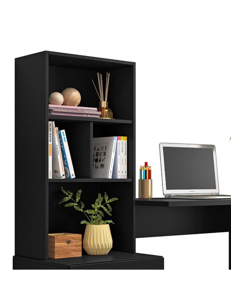 Mesa Escrivaninha com Estante Livreiro 138cm Jay Preto Z49 - Mpozenato