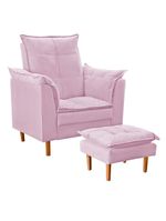Poltrona Decorativa Sala De Estar Quarto Leitura Paris Suede Rosê