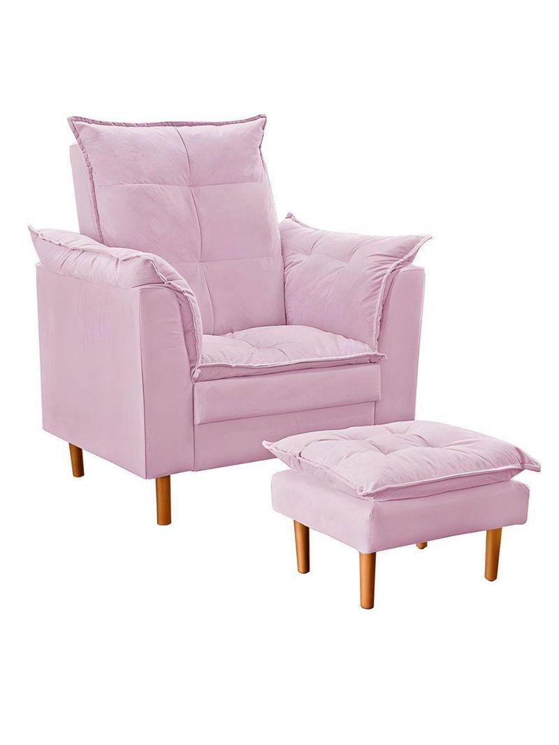 Poltrona Decorativa Sala De Estar Quarto Leitura Paris Suede Rosê