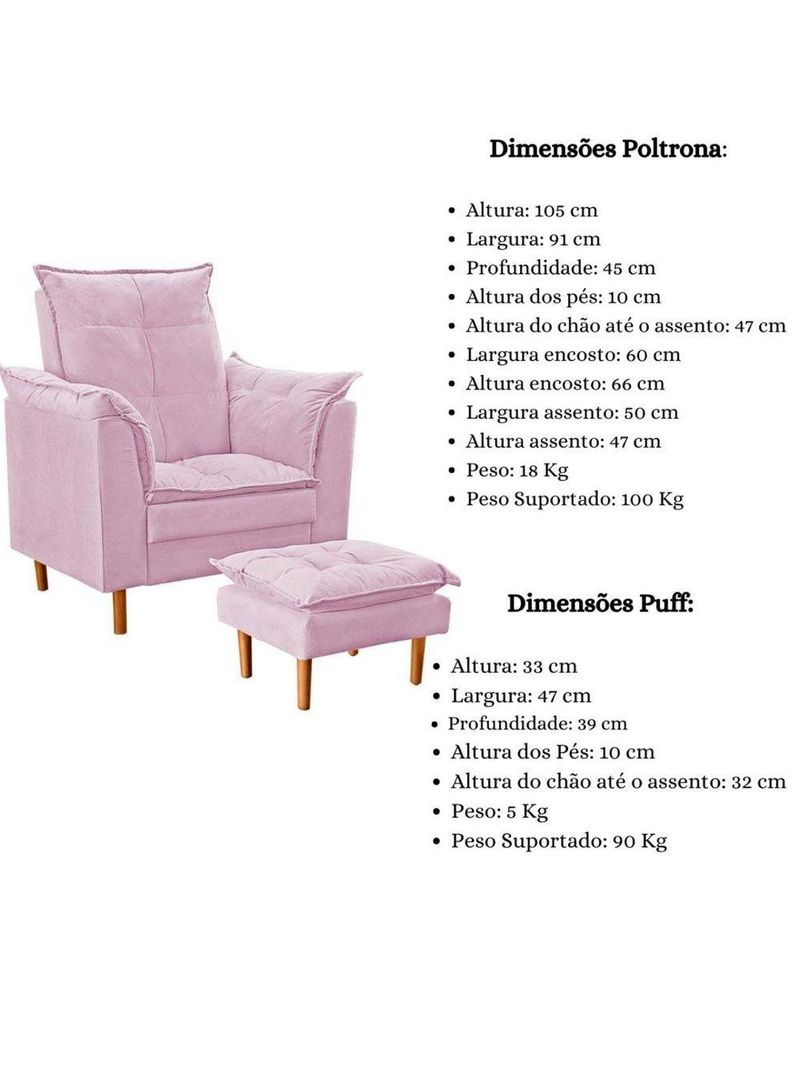 Poltrona Decorativa Sala De Estar Quarto Leitura Paris Suede Rosê