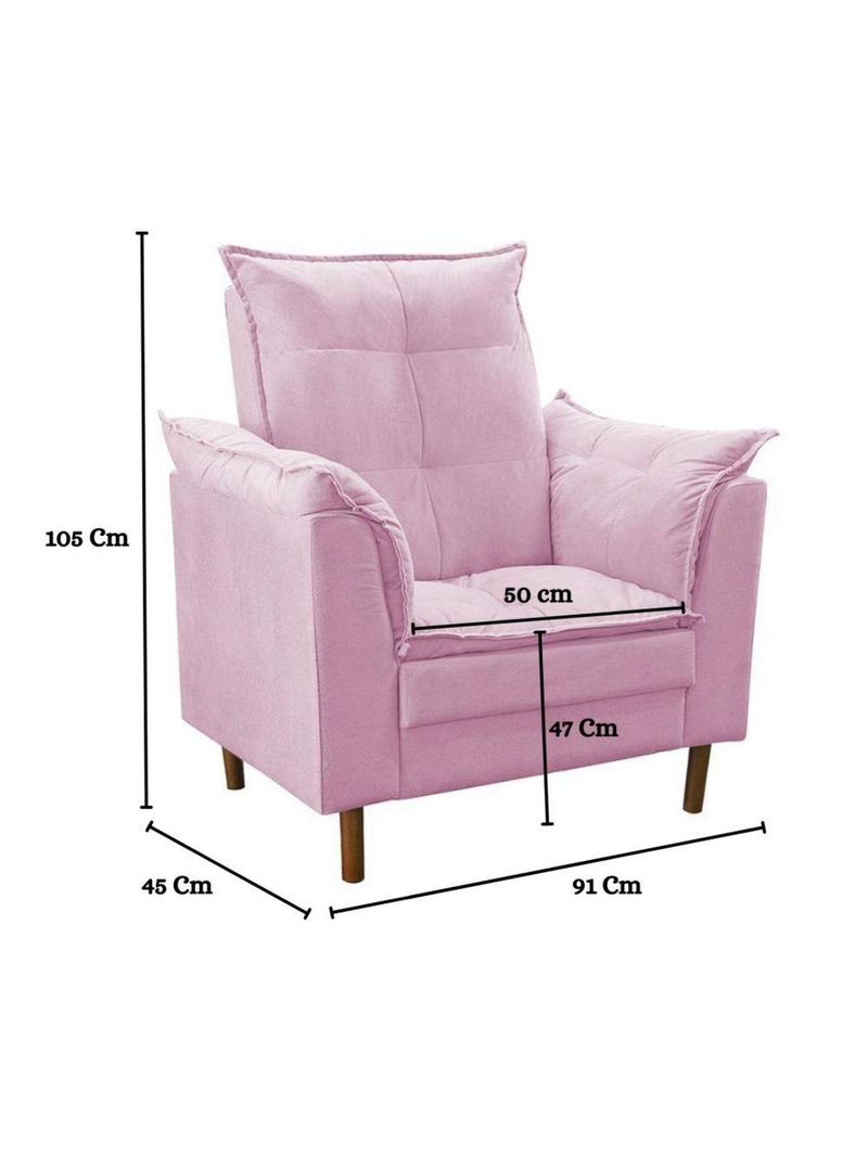 Poltrona Decorativa Sala De Estar Quarto Leitura Paris Suede Rosê