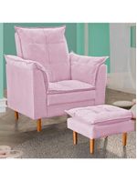 Poltrona Decorativa Sala De Estar Quarto Leitura Paris Suede Rosê