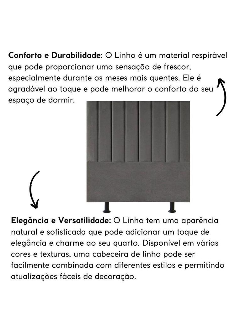 Cabeceira Estofada Cama Casal Queen Size 160 cm Maisa Linho Cinza