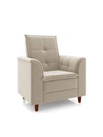 Poltrona De Amamentação Eva Com Puff Pé Palito Bebê Suede Cor:bege