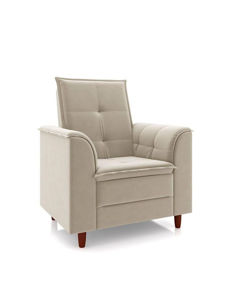 Poltrona De Amamentação Eva Com Puff Pé Palito Bebê Suede Cor:bege