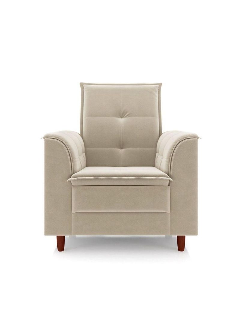 Poltrona De Amamentação Eva Com Puff Pé Palito Bebê Suede Cor:bege