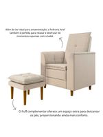 Poltrona De Amamentação Eva Com Puff Pé Palito Bebê Suede Cor:bege