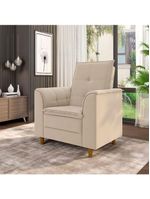 Poltrona De Amamentação Eva Com Puff Pé Palito Bebê Suede Cor:bege