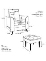 Poltrona De Amamentação Eva Com Puff Pé Palito Bebê Suede Cor:bege