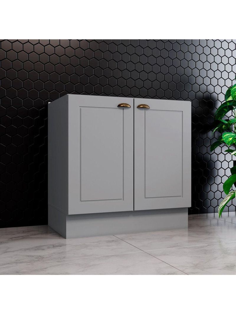 Balcão De Cozinha 2 Portas 80 Cm Amy Casa 812 Cinza