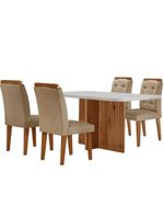 Mesa Olímpia 120cm Mdf Canto Copo - 4 Cadeiras Carol