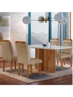 Mesa Olímpia 120cm Mdf Canto Copo - 4 Cadeiras Carol