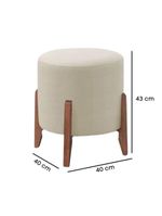 Kit 2 Puff Decorativo para Sala Redondo Luxo Viena Linho Marfim