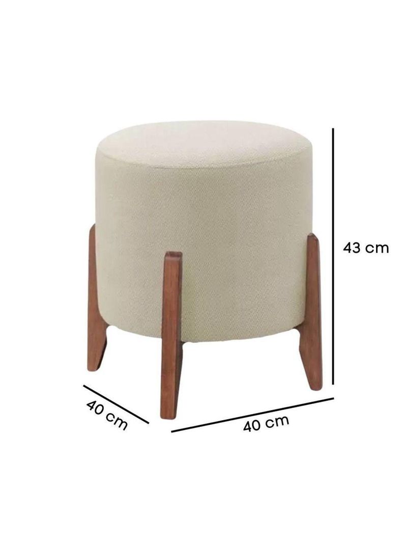 Kit 2 Puff Decorativo para Sala Redondo Luxo Viena Linho Marfim