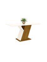 Conjunto Sala De Jantar Mesa 160cm Vidro 6 Cadeiras Lupita Casa 812 Nature Off White E Linho