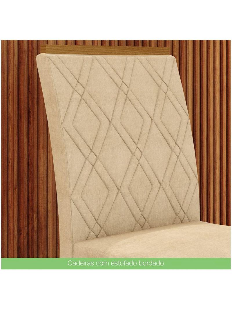 Conjunto Sala De Jantar Mesa 160cm Vidro 6 Cadeiras Lupita Casa 812 Nature Off White E Linho