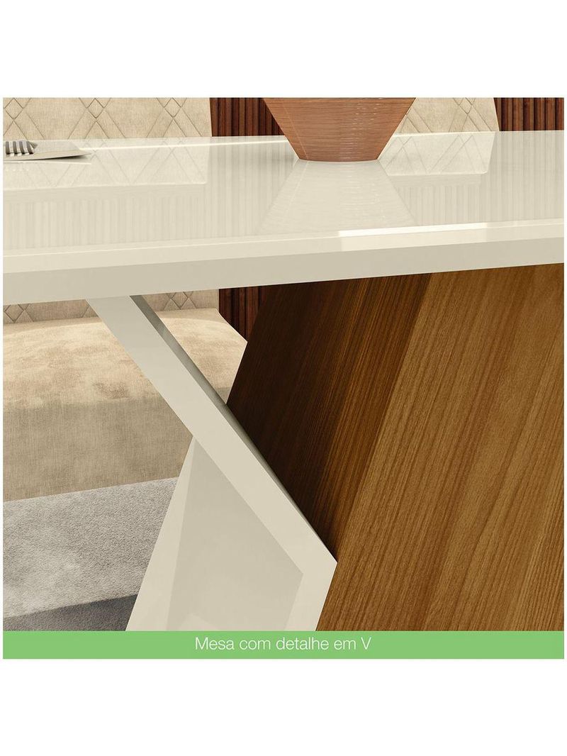 Conjunto Sala De Jantar Mesa 160cm Vidro 6 Cadeiras Lupita Casa 812 Nature Off White E Linho