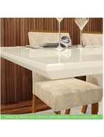 Conjunto Sala De Jantar Mesa 160cm Vidro 6 Cadeiras Lupita Casa 812 Nature Off White E Linho