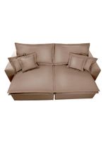 Sofa Retrátil E Reclinável Com Molas Cama Inbox Premium 2,72m Tecido Em Linho Bege Escuro