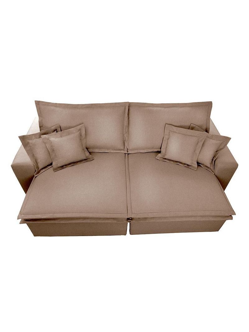 Sofa Retrátil E Reclinável Com Molas Cama Inbox Premium 2,72m Tecido Em Linho Bege Escuro