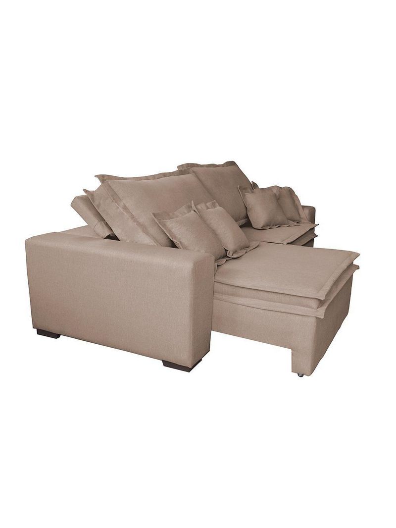 Sofa Retrátil E Reclinável Com Molas Cama Inbox Premium 2,72m Tecido Em Linho Bege Escuro