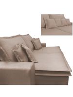 Sofa Retrátil E Reclinável Com Molas Cama Inbox Premium 2,72m Tecido Em Linho Bege Escuro