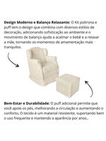 Poltrona Amamentação Cadeira Reforçada Balanço Puff Suede Cor bege