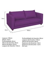 Sofá 2 Lugares Lisboa Suede - Amarena Móveis Cor Roxo