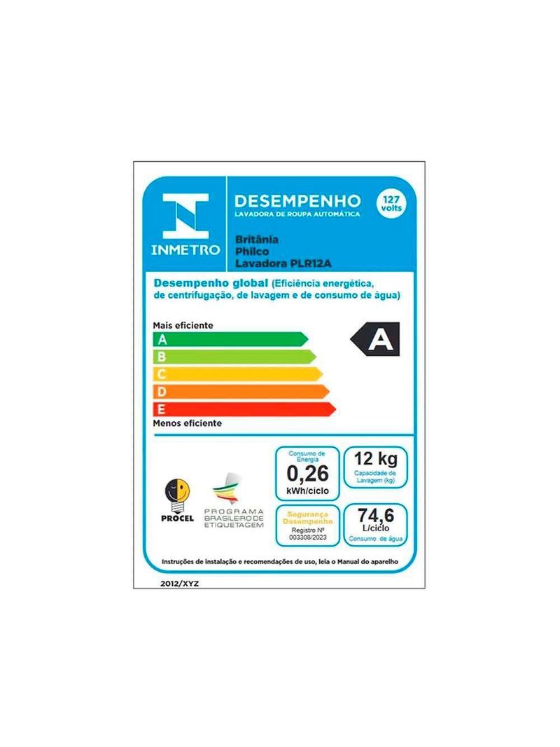 Lavadora de Roupas Philco 12Kg PLR12A Branca - 110V