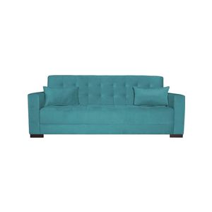 Sofá Cama 3 Lugares Jobim Suede Azul Turquesa