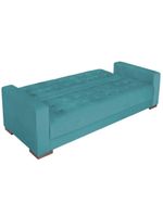 Sofá Cama 3 Lugares Jobim Suede Azul Turquesa