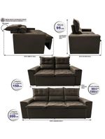 Conjunto De Sofá 3 E 2 Lugares Retrátil E Reclinável 2,00x1,50m Cama Inbox Smal Suede Café