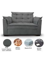 Sofá 2 Lugares Para Sala Moderno Confortável Andreia Suede Cinza