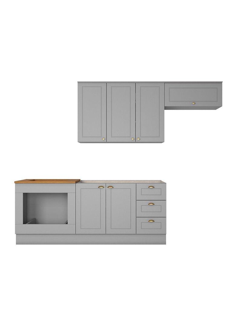 Cozinha 4 Peças Com Módulo De Forno De Embutir Amy Casa 812 Cinza