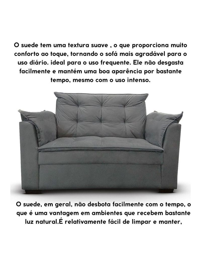 Sofá 2 Lugares Para Sala Moderno Confortável Andreia Suede Cinza
