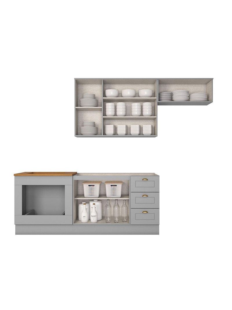Cozinha 4 Peças Com Módulo De Forno De Embutir Amy Casa 812 Cinza