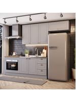 Cozinha 4 Peças Com Módulo De Forno De Embutir Amy Casa 812 Cinza