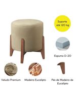 Kit 2 Puff Decorativo para Sala Redondo Luxo Dallas Veludo Bege