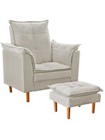 Poltrona De Amamentação Com Puff Quarto Bebê Angelina Suede Cor:bege