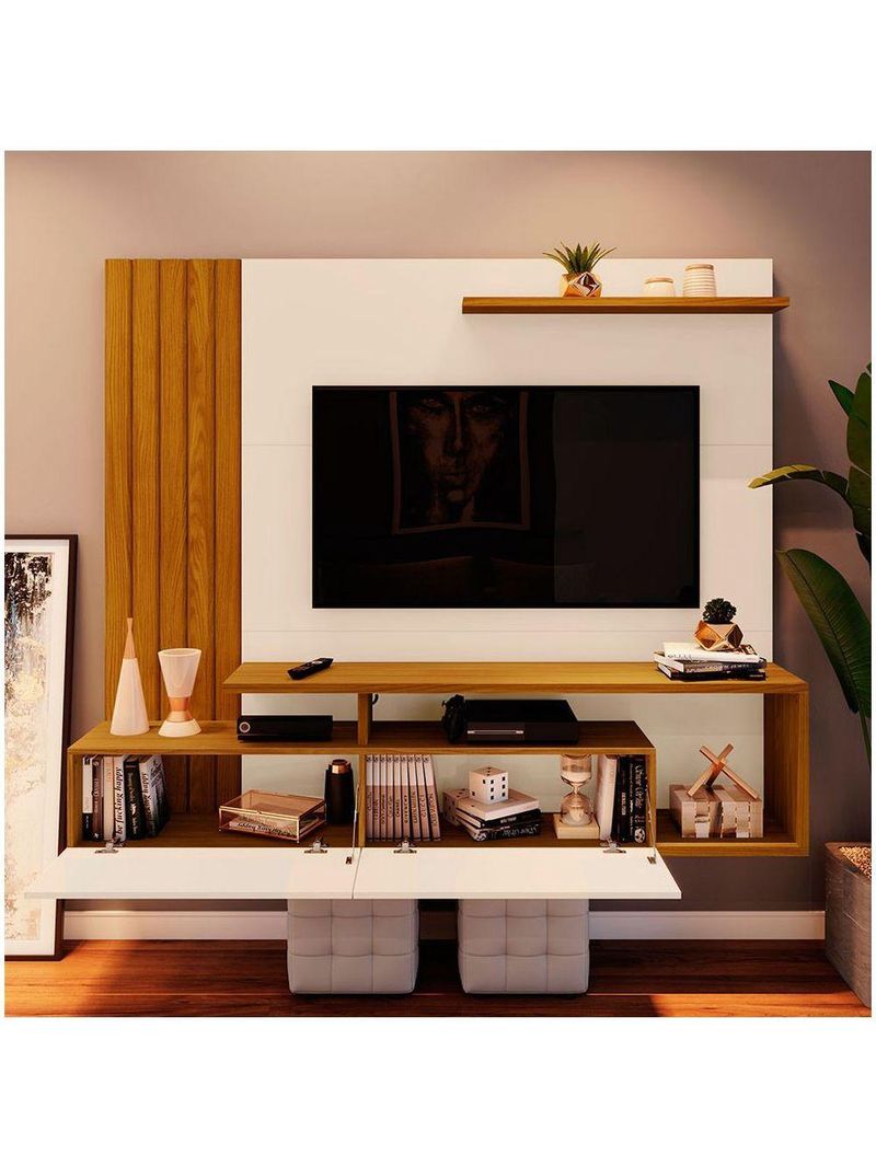 Painel Para Tv Ate 65" Kiara Casa 812 Nature Off White