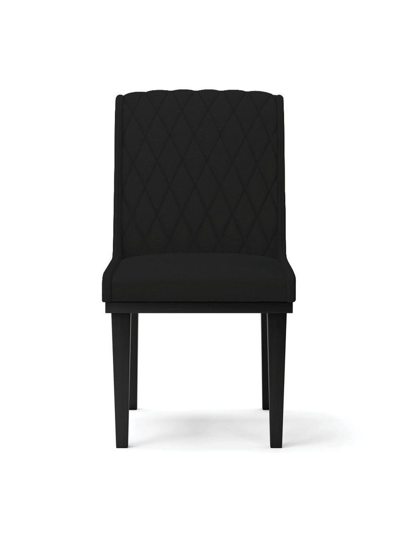 Cadeira Sala De Jantar Base Madeira Preto Kit 6 Sofia Linho D03 - D'rossi Cor Preto