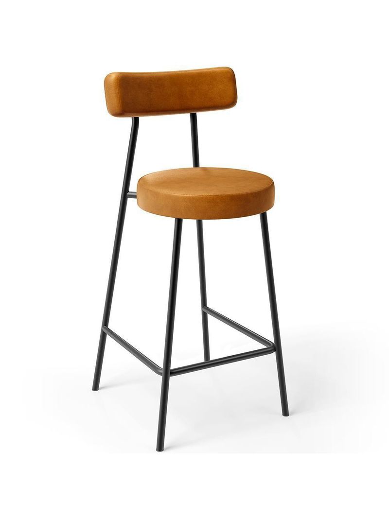 Banqueta Baixa Para Cozinha Sala De Jantar Bar Bancada Milão L02 Couríssimo Whisky - Lyam Decor