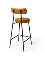 Banqueta Baixa Para Cozinha Sala De Jantar Bar Bancada Milão L02 Couríssimo Whisky - Lyam Decor