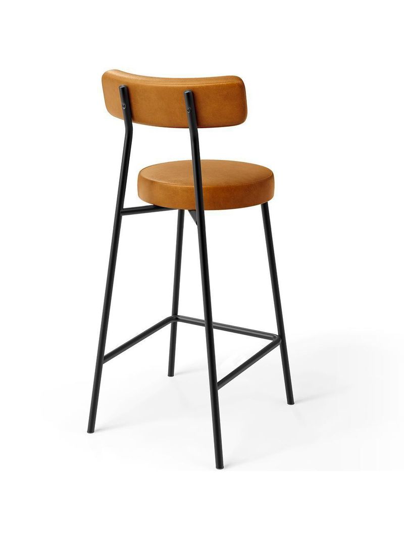 Banqueta Baixa Para Cozinha Sala De Jantar Bar Bancada Milão L02 Couríssimo Whisky - Lyam Decor