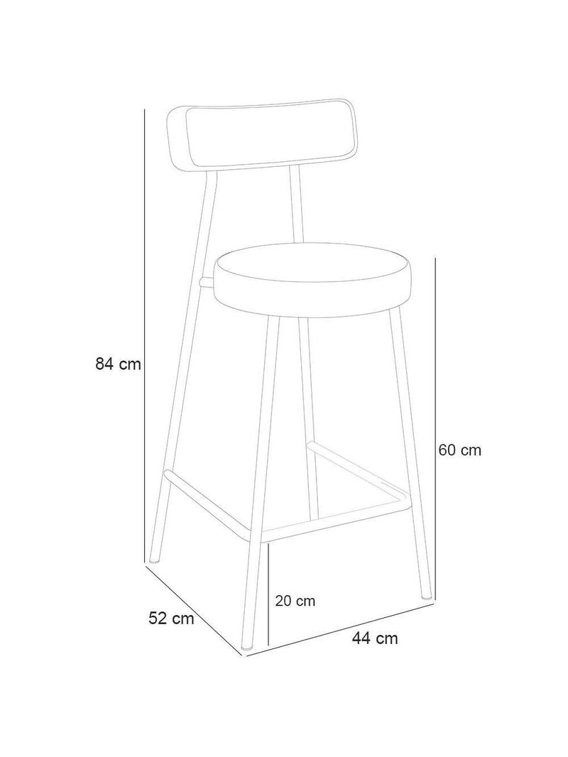 Banqueta Baixa Para Cozinha Sala De Jantar Bar Bancada Milão L02 Couríssimo Whisky - Lyam Decor